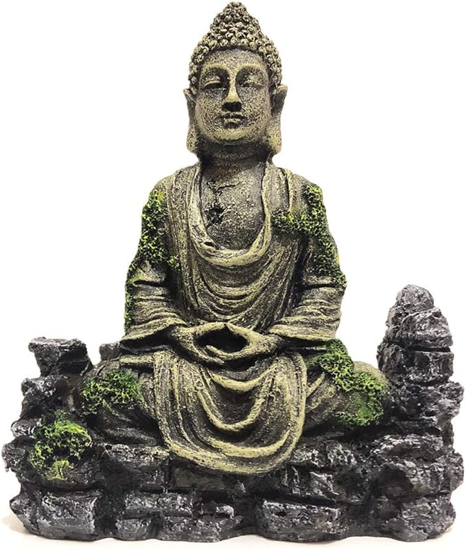 GIG BAZAAR Aquarium Ancient Buddha Statue Decor Underwater Landscape for Fish Tank Decorations Ornaments Accessories (Yellow) - Image 1