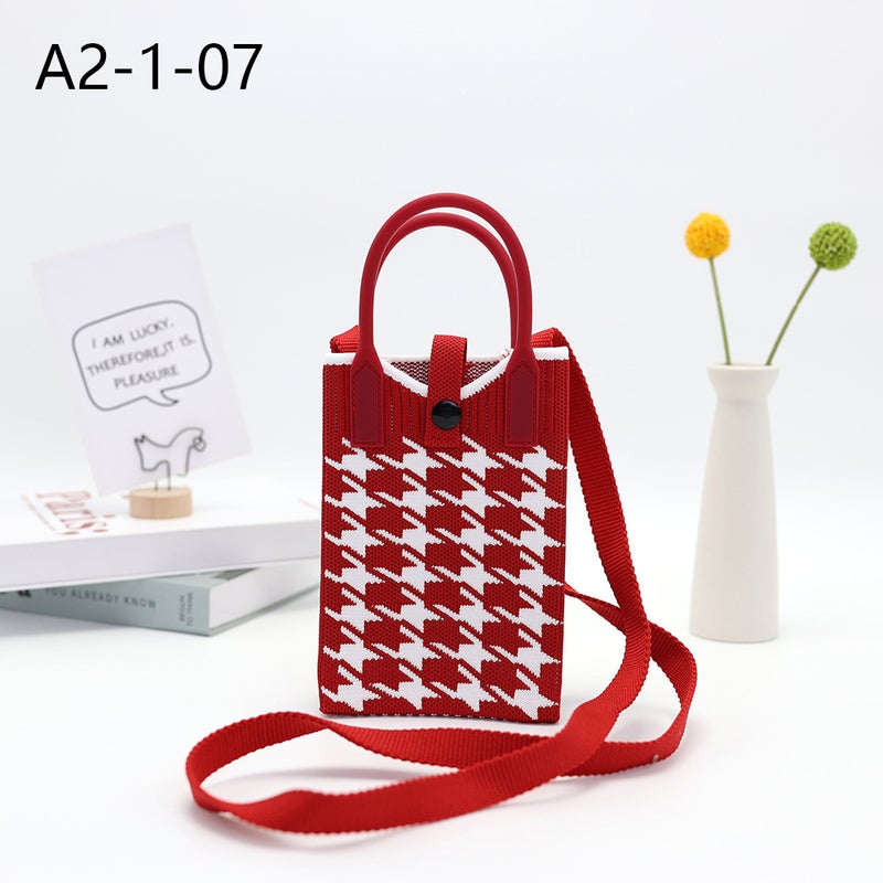 Niche Design Crossbody Mobile Phone Bag Portable Bag Knitted Mini Coin Dustproof Women'S Shoulder Mobile Phone Crossbody Bag - Image 1