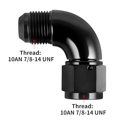 CNRAQR 90 Degree 10AN Male to 10AN Female Swivel Full Flow Hose Fitting Adapter Coupler Aluminium Black 2Pcs - Image 3
