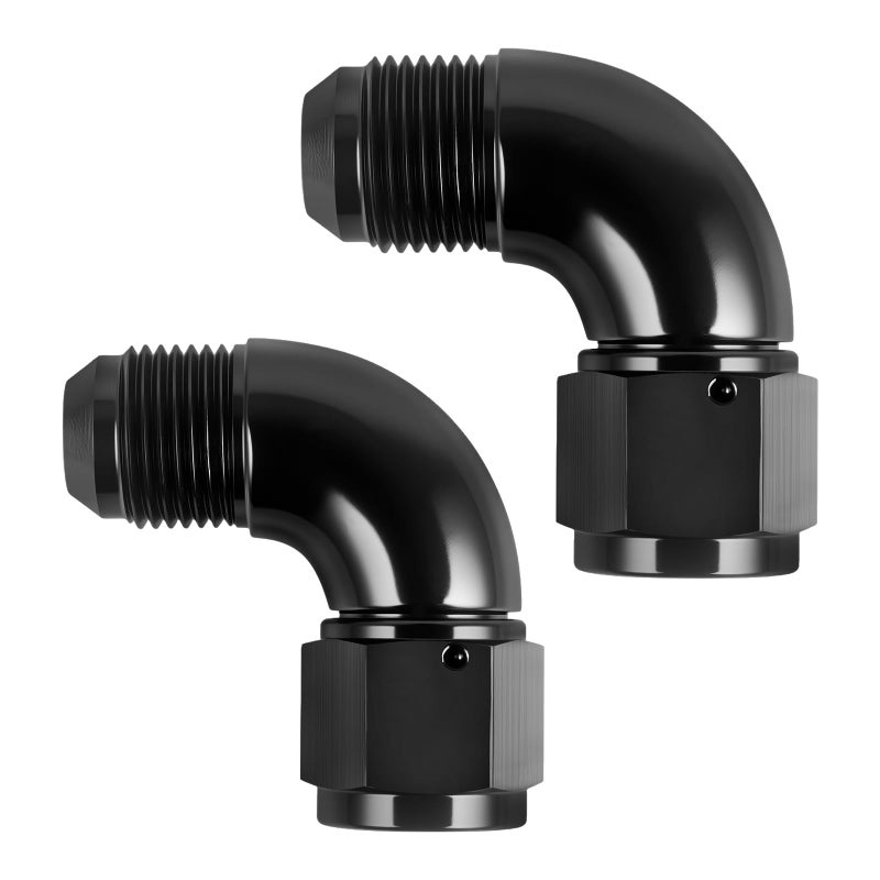 CNRAQR 90 Degree 10AN Male to 10AN Female Swivel Full Flow Hose Fitting Adapter Coupler Aluminium Black 2Pcs - Image 2
