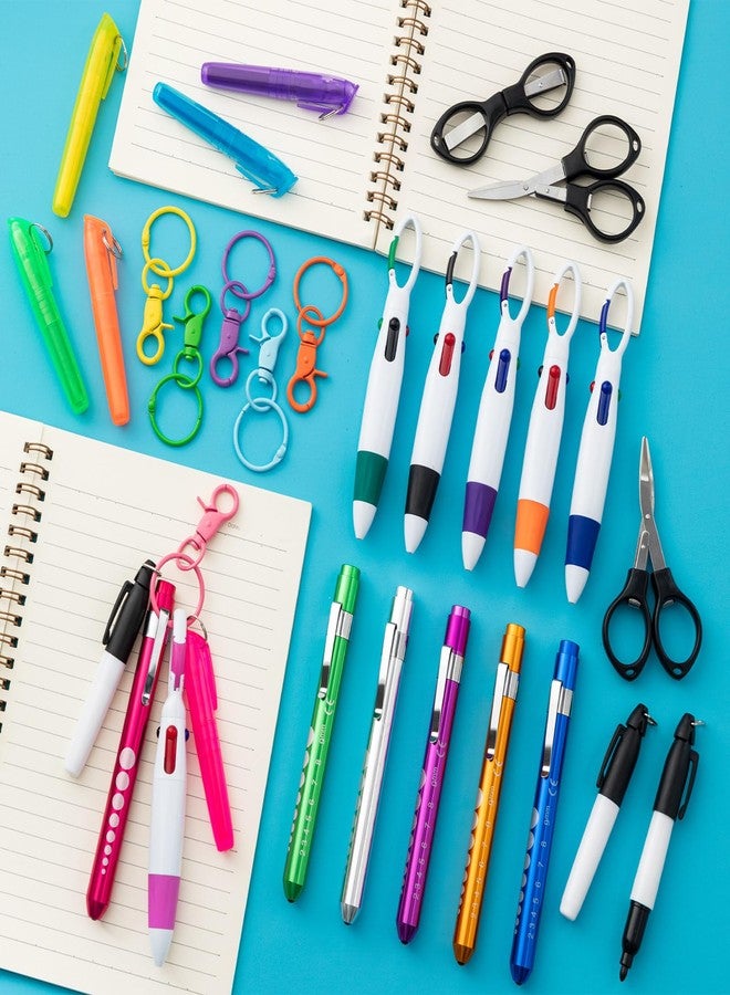 KFPPLXQ 36 Pcs Nurse Pen Set Rainbow Nurse Badge Accessories Include Tip Permanent Marker Flashlight Pen Retractable Ballpoint Pens Foldable Scissors with Nursing Keychain Clip for Nurses' Day Gift - Image 4