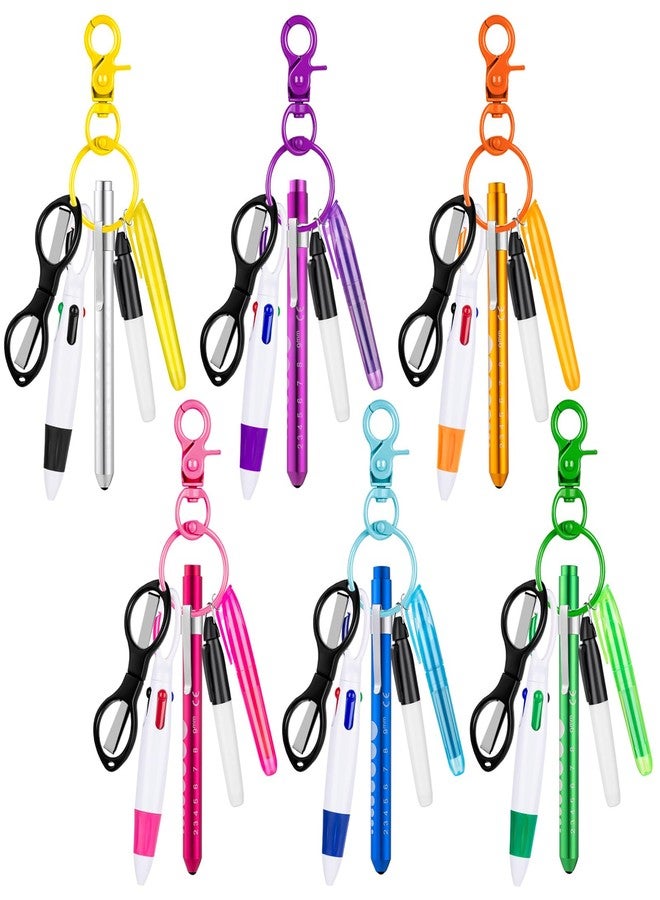 KFPPLXQ 36 Pcs Nurse Pen Set Rainbow Nurse Badge Accessories Include Tip Permanent Marker Flashlight Pen Retractable Ballpoint Pens Foldable Scissors with Nursing Keychain Clip for Nurses' Day Gift - Image 1