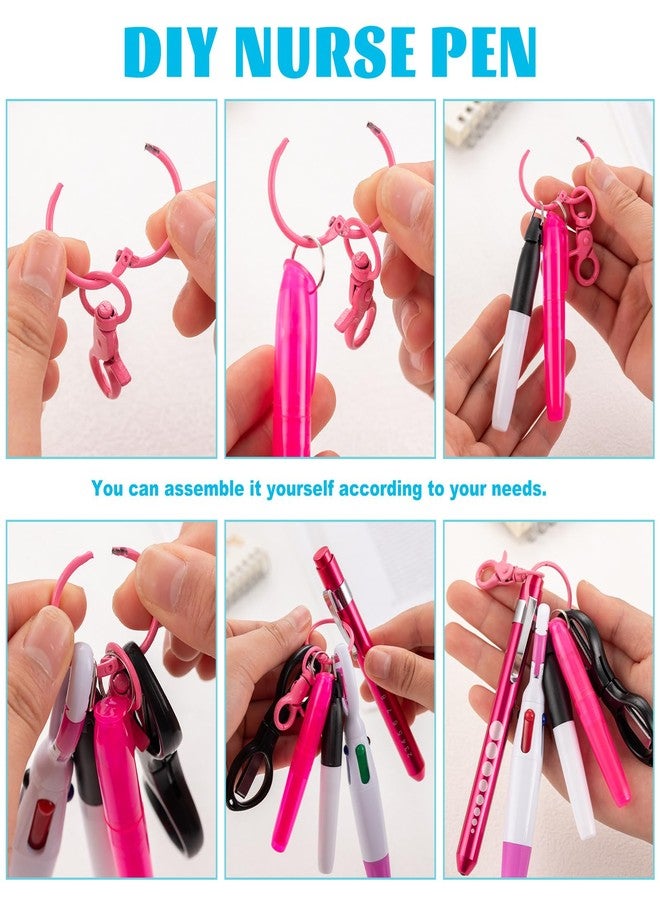 KFPPLXQ 36 Pcs Nurse Pen Set Rainbow Nurse Badge Accessories Include Tip Permanent Marker Flashlight Pen Retractable Ballpoint Pens Foldable Scissors with Nursing Keychain Clip for Nurses' Day Gift - Image 5