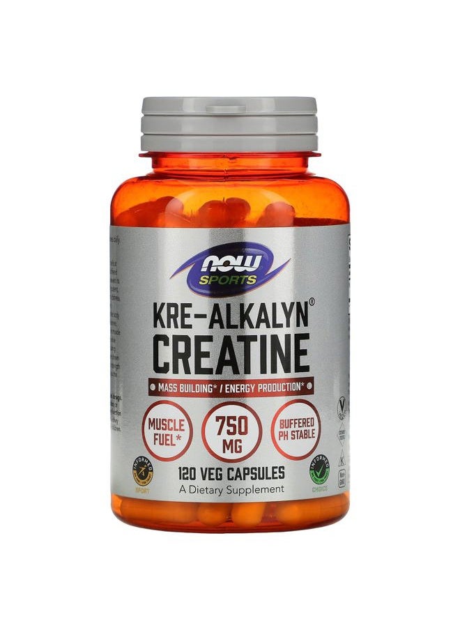 now - Sports Nutrition, Kre-Alkalyn Creatine 750 mg, Mass Building*/Energy Production*, 120 Veg Capsules - Image 1