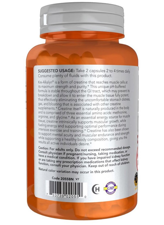 now - Sports Nutrition, Kre-Alkalyn Creatine 750 mg, Mass Building*/Energy Production*, 120 Veg Capsules - Image 1