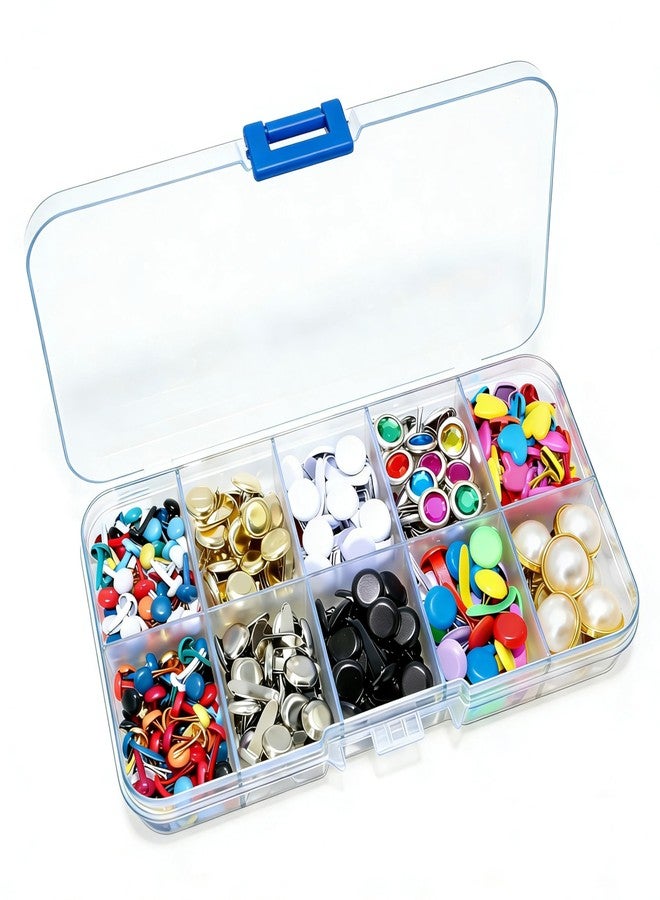 BESTCYC 1Box(500Pcs) Multiple Styles Metal Brads Kit Mixed Color and Size Paper Fasteners Round Split Pins for Scrapbooking, Paper Crafts and DIY Making Craft Projects - Image 3