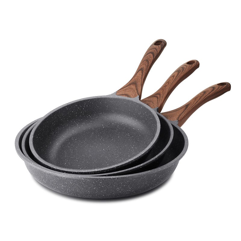 SENSARTE Nonstick Frying Pan Skillets, Swiss Granite Coating Omelette Pans, Healthy Cookware Chef's Pan, Free of Intentionally Added PFOA (9.5+11+12.5 Inch) - Image 1