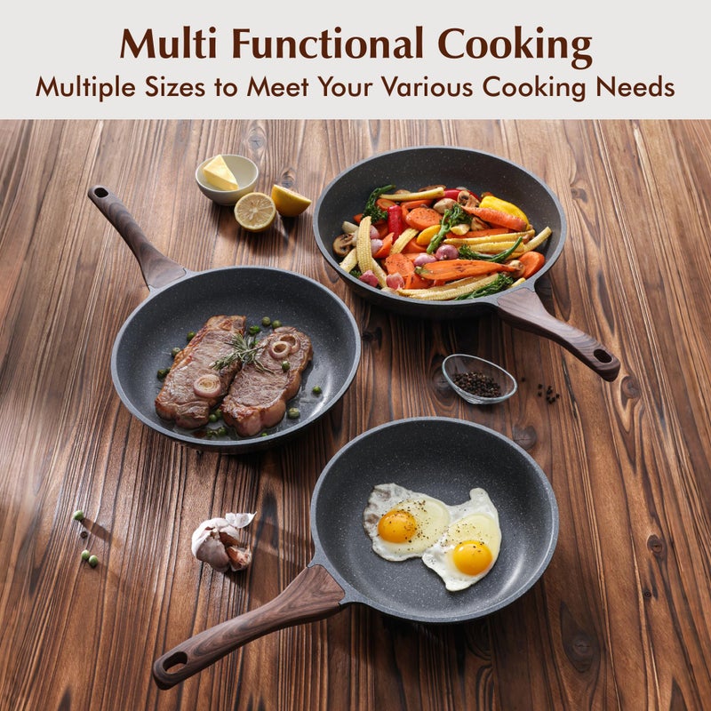 SENSARTE Nonstick Frying Pan Skillets, Swiss Granite Coating Omelette Pans, Healthy Cookware Chef's Pan, Free of Intentionally Added PFOA (9.5+11+12.5 Inch) - Image 5