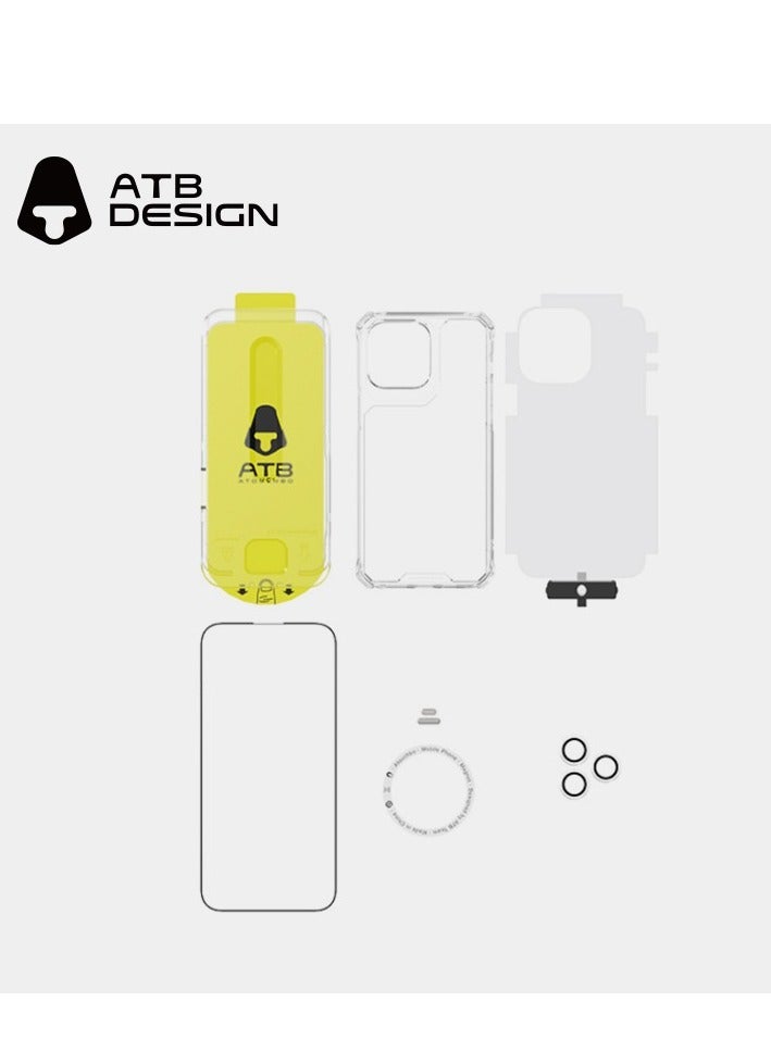 ATB 6-in-1 Privacy Protection Kit for iPhone 13 Pro Quick and easy setup with front-only visible privacy glass Offers advanced on-screen privacy plus all-around protection. Includes: anti-spy tempered glass screen protector,transparent case, camera lens protectors, rear protector, magnetic ring, and dust-mesh speaker stickers. - Image 2