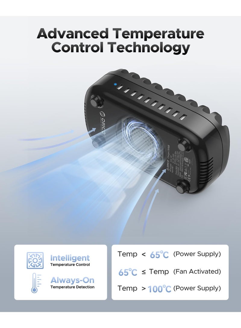 ORICO USB Charging Station, 40W Charging Docking Organizer for Multiple Devices, 5-Ports USB Charging Station Compatible with iPad, iPhone, Tablet, Kindle and Cell Phones (Cables not Included) - Image 2
