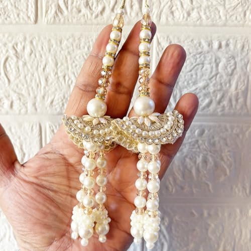 Adikala Craft Store Handmade Ethnic Latkan Tassel Set of 2 for Saree Pallu, Blouse, Suits, Dupatta, Lehenga Decor (Metal Beads) - Image 1
