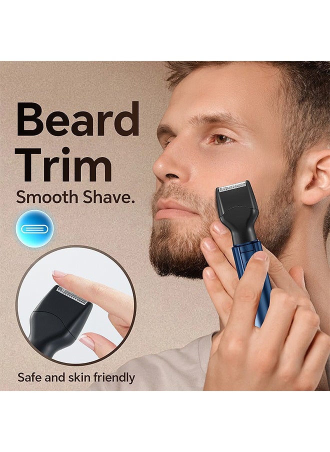MAANGE Professional 4-in-1 Ear and Nose Hair Trimmer, Painless Eyebrow Facial Hair shaver kits for Men with Powerful Motor for Ear Beard Easy Cleansing (Blue)  - Image 5