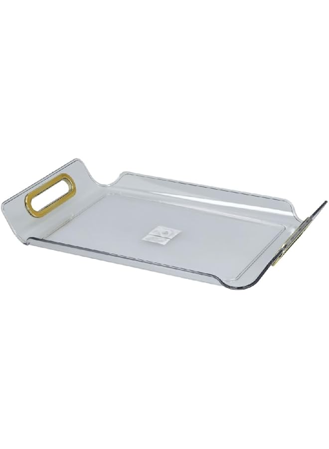 Felli Rectangular Raised Edge Serving Tray With Handle Clear And Brown X Large Y1K150050 Cl - Image 3