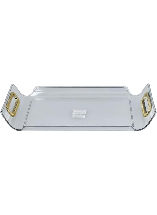 Felli Rectangular Raised Edge Serving Tray With Handle Clear And Brown X Large Y1K150050 Cl - Image 1