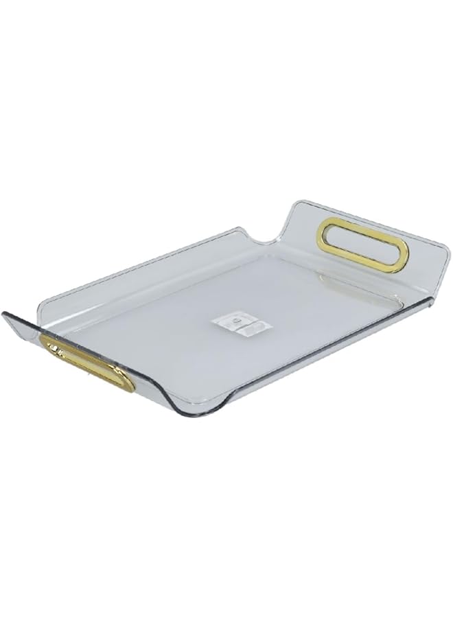 Felli Rectangular Raised Edge Serving Tray With Handle Clear And Brown X Large Y1K150050 Cl - Image 2