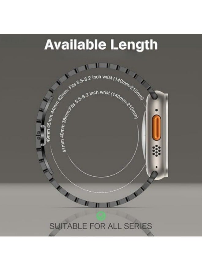 Angola Panda Compatible with Apple Watch Ultra 2 Band 49mm 45mm 44mm 42mm 41mm 40mm 38mm,Men and Women Stainless Steel Metal Band for iWatch Series SE/8/7/6/5/4/3/2/1  - Image 2