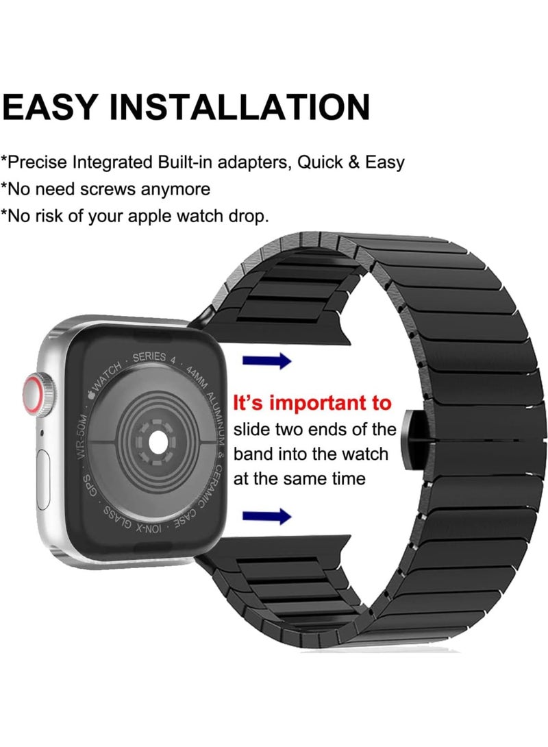 Angola Panda Compatible with Apple Watch Ultra 2 Band 49mm 45mm 44mm 42mm 41mm 40mm 38mm,Men and Women Stainless Steel Metal Band for iWatch Series SE/8/7/6/5/4/3/2/1  - Image 5