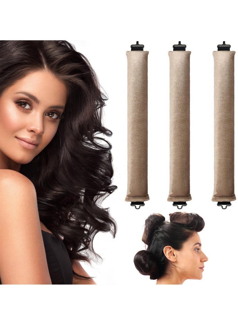 NOOA 3 PCS Heatless Hair Curler, Rods with Hook, Heatless Curling Rod for All Hair Types, No Heat Curlers to Sleep in (Light Brown) - Image 1