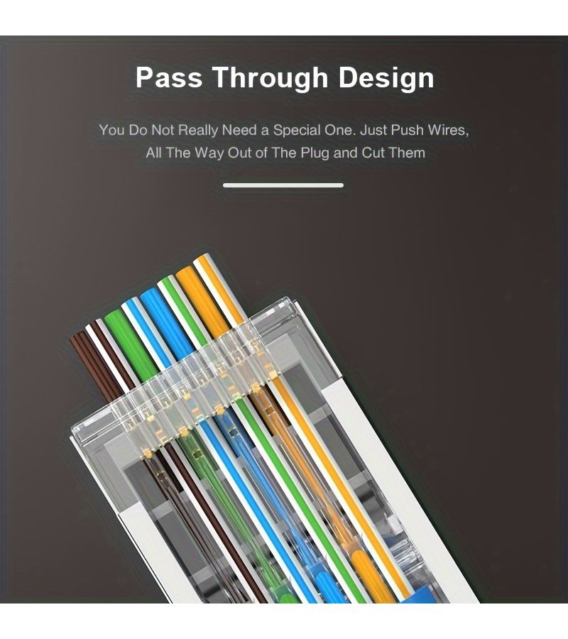 70 قطعة من موصلات RJ45 من نوع Cat6 وCat5E مطلية بالذهب ومسامير مرور UTP لكابلات الإيثرنت - Image 2