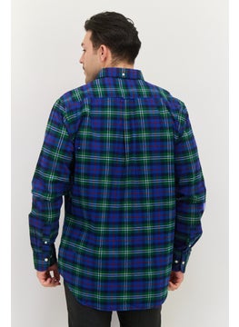 GANT Men Regular Fit Long Sleeve Plaid Casual Shirts, Blue  - Image 4