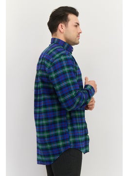 GANT Men Regular Fit Long Sleeve Plaid Casual Shirts, Blue  - Image 2