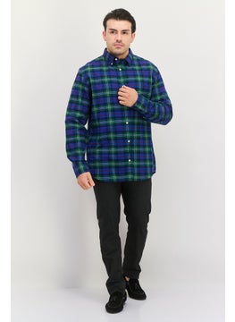 GANT Men Regular Fit Long Sleeve Plaid Casual Shirts, Blue  - Image 3