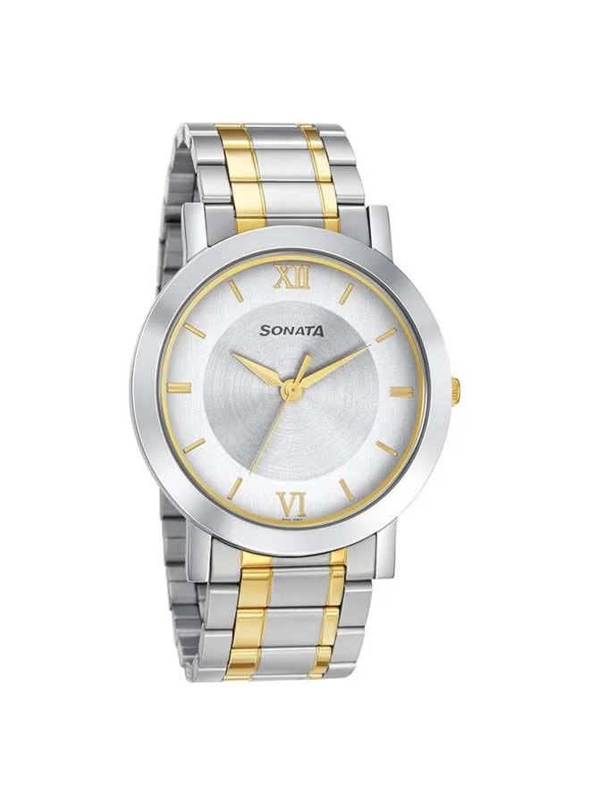 Sonata Round Shape Stainless Steel Analog Wrist Watch 77108BM02 - 43 mm - Two Toned
