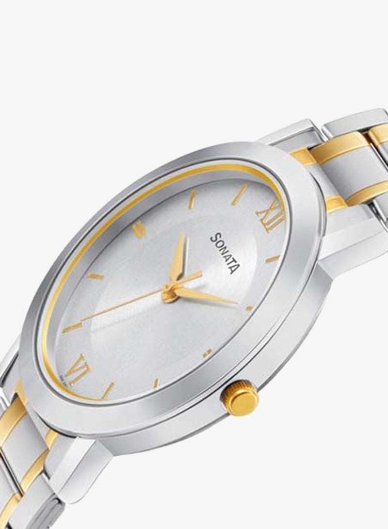 Sonata Round Shape Stainless Steel Analog Wrist Watch 77108BM02 - 43 mm - Two Toned - Image 2