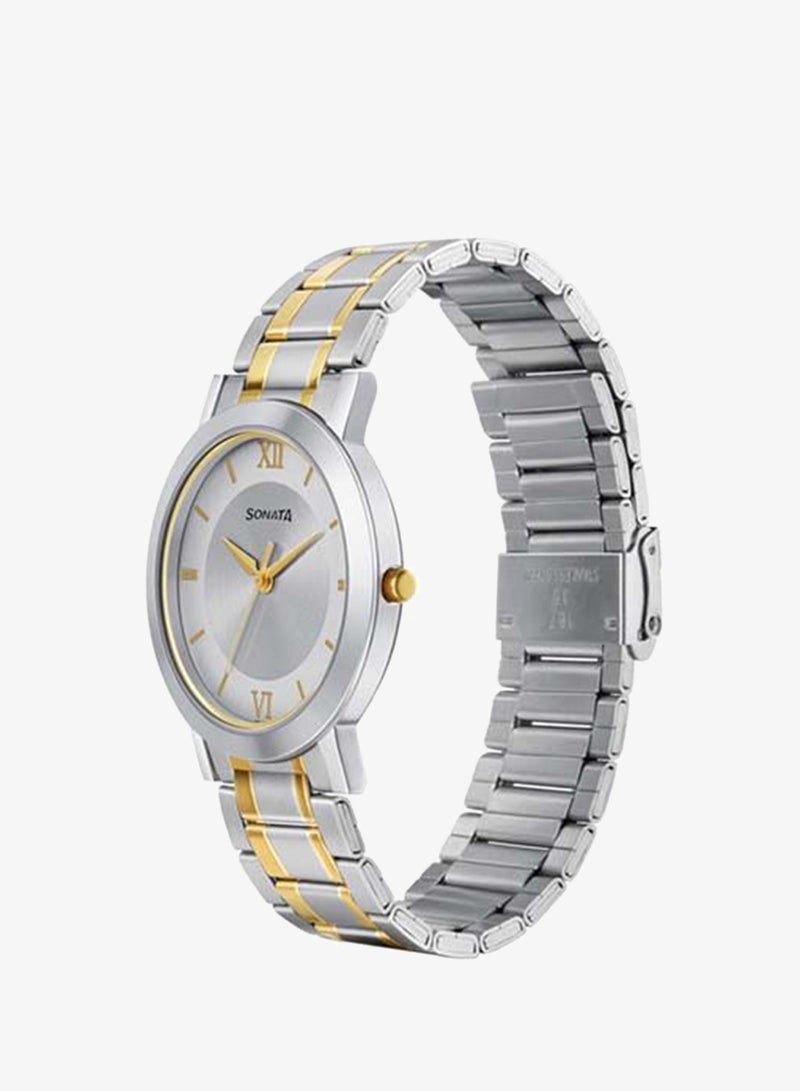 Sonata Round Shape Stainless Steel Analog Wrist Watch 77108BM02 - 43 mm - Two Toned - Image 1