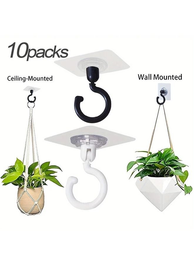 10pcs Gray Adhesive Ceiling Hooks 360 Degree Rotatable No Drill For Hanging Lights Plants - Image 2