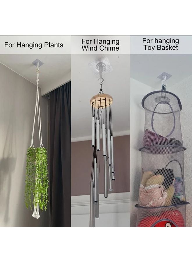 10pcs Gray Adhesive Ceiling Hooks 360 Degree Rotatable No Drill For Hanging Lights Plants - Image 3