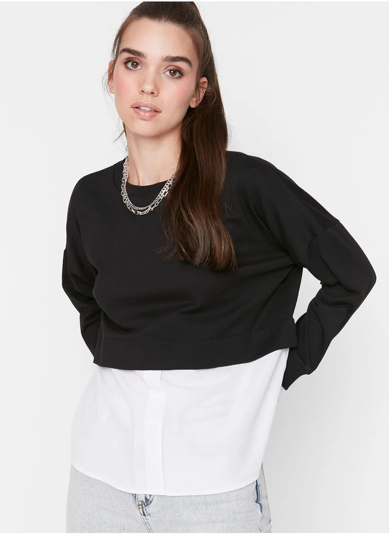 trendyol Crew Neck Crop Sweatshirt