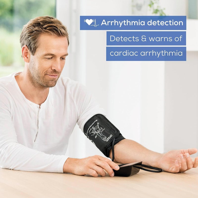 Beurer جهاز قياس ضغط الدم الأوتوماتيكي الذكي Beurer BM54 للاستخدام المنزلي مع كشف عدم انتظام ضربات القلب ومؤشر خطر ملون وكفة علوية XL مع تطبيق مجاني للهواتف الذكية - Image 4