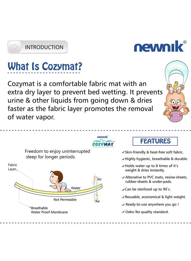 Newnik أوراق جافة للأطفال؛ ورقة مطاطية للأطفال؛ حصيرة مائية للأطفال؛ مجموعة واقي سرير مائية (متوسطة وردي سالمون أزرق بحري) - Image 3