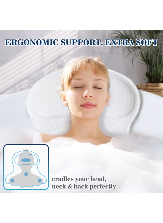 Bukela Bath Pillow Bathtub Pillow, Luxury Bath Pillows for Tub Neck and Back Support, Bath Tub Pillow Headrest with Soft 4D Mesh Fabric and Non-Slip Suction Cups, Relaxing Bath Accessories Spa Gifts - Image 2