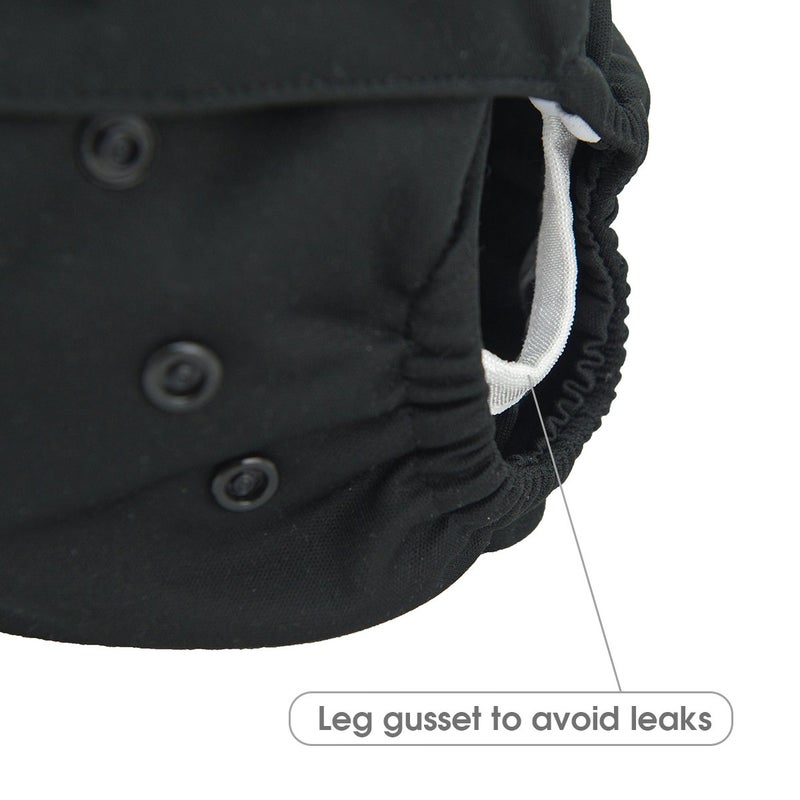 babygoal Cloth Diaper Covers 6 Pack with Wet Bag for Fitted Diapers and Prefolds with Double Gussets, Adjustable and Reusable for Baby Girls 6DCF07 - Image 2