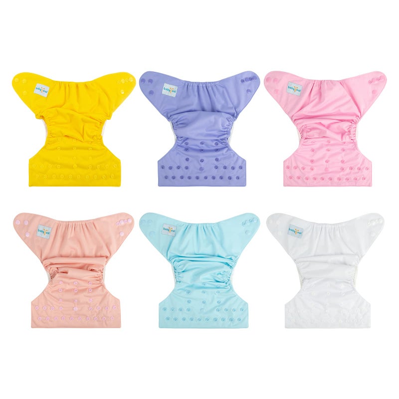 babygoal Cloth Diaper Covers 6 Pack with Wet Bag for Fitted Diapers and Prefolds with Double Gussets, Adjustable and Reusable for Baby Girls 6DCF07 - Image 5