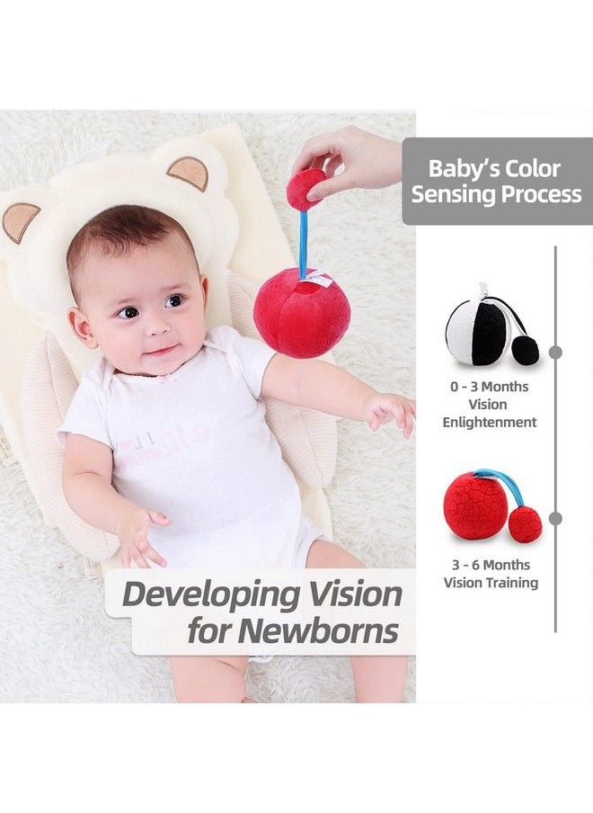Jollybaby Visual Stimulation Baby Toys 0 3 6 Months High Contrast Sensory Development Toy Activity Soft Plush Rattle Ball With Textured Eye Tracking Newborn Toddler 1 Year Gift (Black & White)  - Image 4