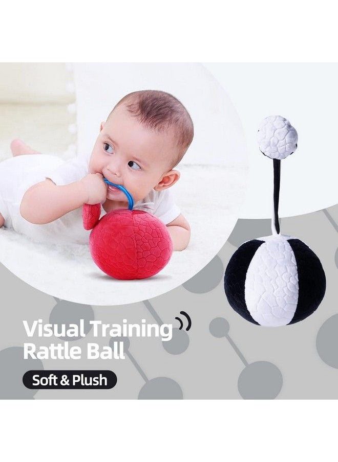 Jollybaby Visual Stimulation Baby Toys 0 3 6 Months High Contrast Sensory Development Toy Activity Soft Plush Rattle Ball With Textured Eye Tracking Newborn Toddler 1 Year Gift (Black & White)  - Image 3