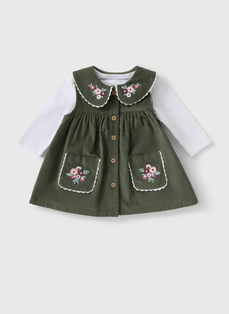 Matalan Baby Green Floral Pinafore & Top Set