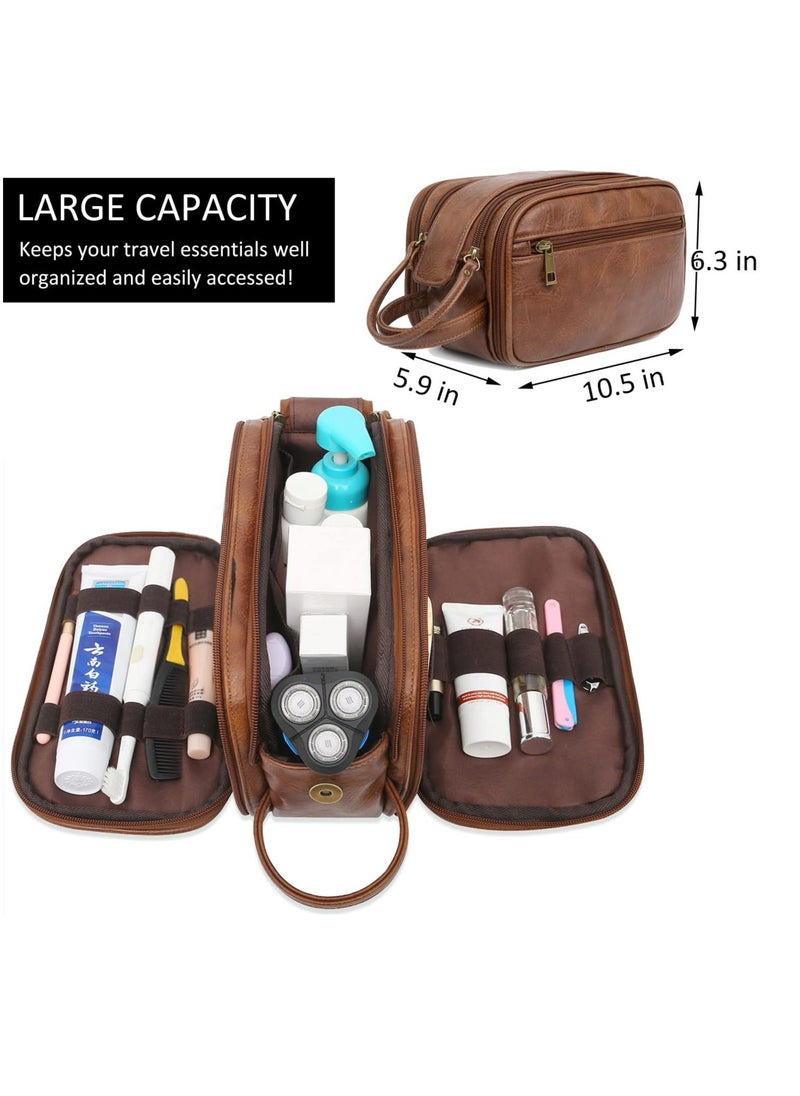 Oasisgalore Unisex Travel Toiletry Bag, Small Grooming Kit Pouch for Men & Women, Leather Cosmetic Organizer, Gift for Men  - Image 4