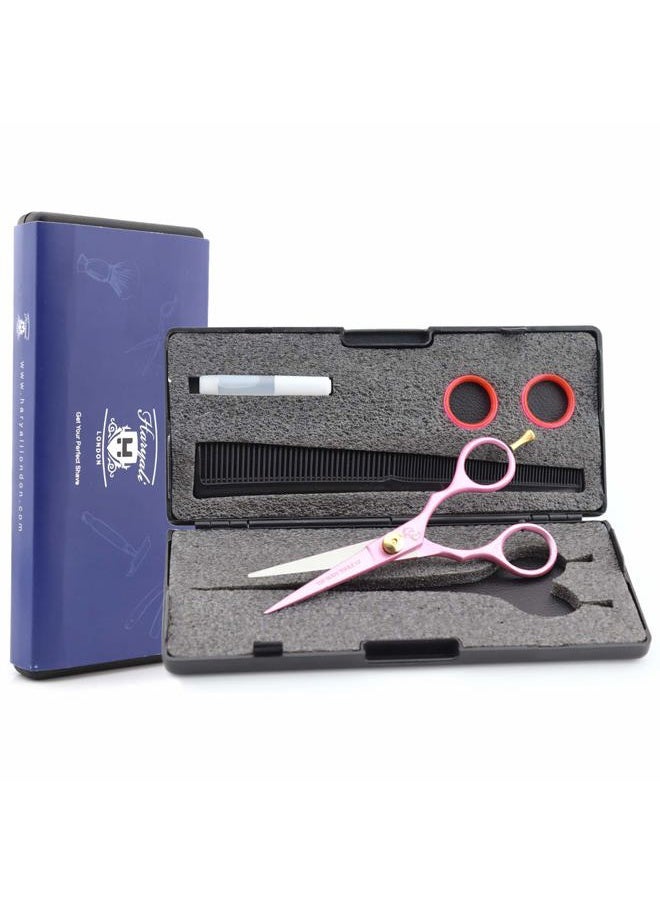 Haryali London - Hairdressing Scissors - Professional 5.5"" Hair dressing Scissors Hairdressers Hair Cutting Shears – Hair Cutting Scissors - for Men and Women with Adjustable Screw and Comb Pink - Image 1