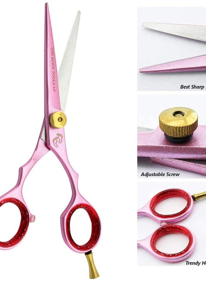 Haryali London - Hairdressing Scissors - Professional 5.5"" Hair dressing Scissors Hairdressers Hair Cutting Shears – Hair Cutting Scissors - for Men and Women with Adjustable Screw and Comb Pink - Image 1
