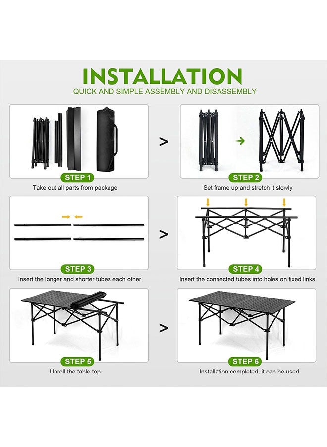 Beauenty Outdoor Camping Folding Table  Lightweight Folding Table with Aluminum Table Top and Carry Bag  Easy to Carry  Perfect for Outdoor  Picnic  Cooking  Beach  Hiking  Fishing（95×57×50cm） - Image 5