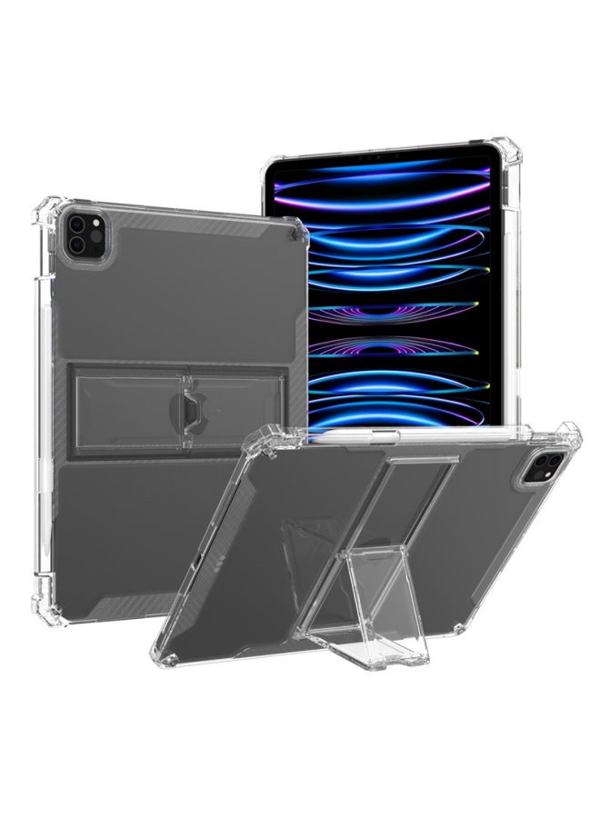 Suitable For Ipad10.2 Protective Cover Four-corner Airbag Anti-fall Transparent Air Mini234567 Pro11 2024-Color:Transparent (Bracket)-Applicable Model:Pro11 /2024/special  - Image 1