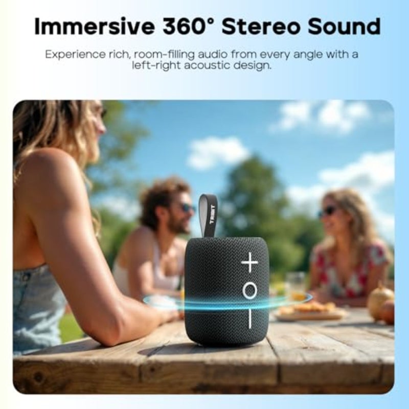 tooth Speaker StormBox Mini+, 12W Shower Speaker with 360° Sound, 12H Playtime, Custom EQ, BT5.4, IPX7 Waterproof, RGB Lights, Type-C, AAC/SBC, TWS, Portable for Camping/Backyard - Image 3