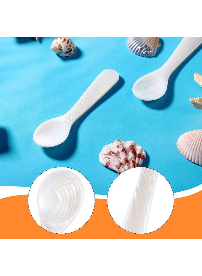 Set of Caviar Spoons Mother of Pearl Spoons with Hand Craft W Round Handle for Caviar, Egg, Ice Cream, Coffee, Restaurant Serving(2 Pieces,2.9 Inches) - Image 3