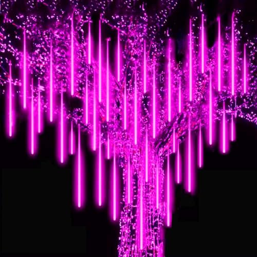 MIRADH Rain Drop LED Meteor Shower 192 LEDs 8 Tubes (11.8") | Icicle Falling Effect for Diwali, Christmas, New Year, Home & Outdoor Decoration, Balcony, Tree, Party Decor (Pink) - Image 4
