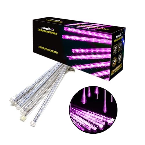 MIRADH Rain Drop LED Meteor Shower 192 LEDs 8 Tubes (11.8") | Icicle Falling Effect for Diwali, Christmas, New Year, Home & Outdoor Decoration, Balcony, Tree, Party Decor (Pink) - Image 2