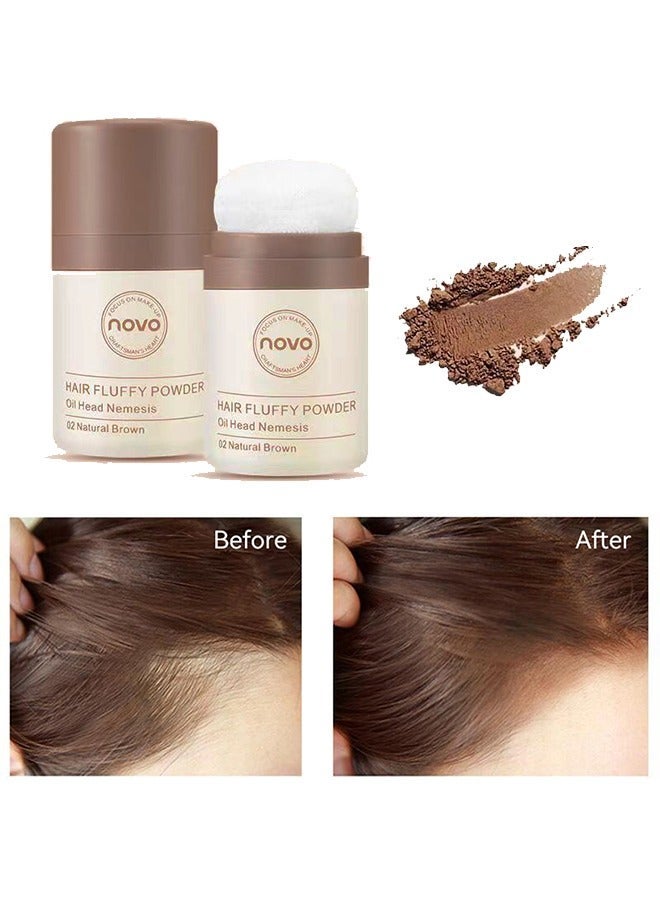 Novo Hairline Pomade Powder - Instantly Conceals Hair Loss, Hair Powder for Thin Hair, Root Touch Up Powder Hair Shadow Cover Hair Loss Instantly, Hairline Powder for Women Men, Root Touch Up Hair Powder (#02 Natural Brown) - Image 1